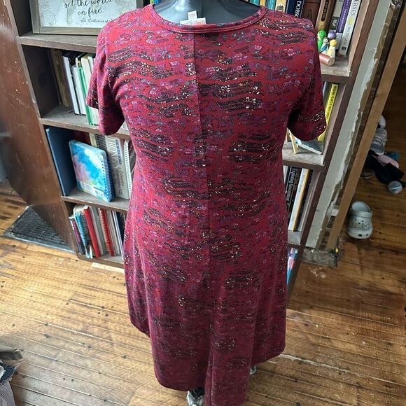 Lularoe red floral high low swing loungewear XXS dress - Picture 2 of 3